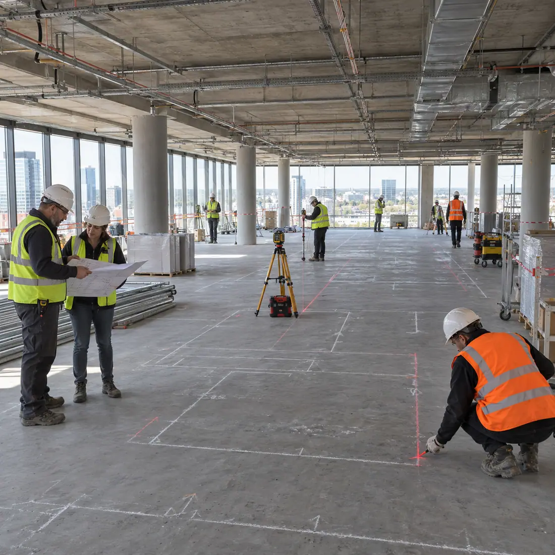 Relevé et implantation du plateau avant travaux