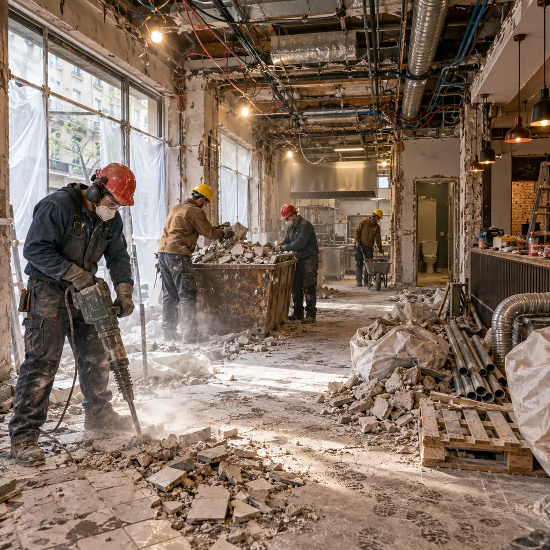 Dépose et curage du local avant travaux du restaurant